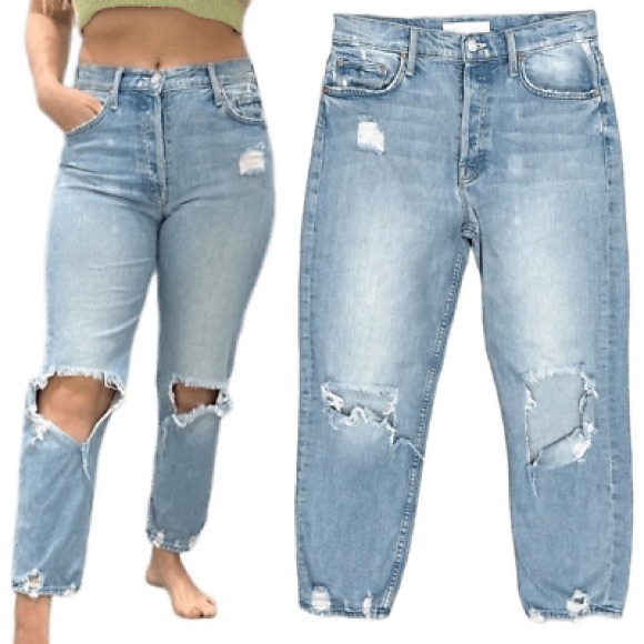 Mother The Tomcat Very Distressed Confession Light Wash Size 26